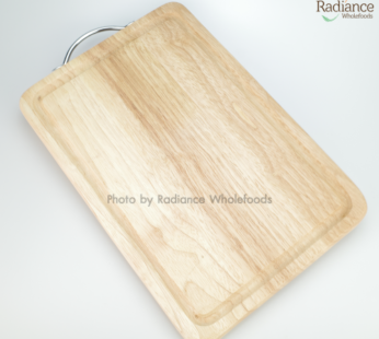 Wooden cutting board silver handle