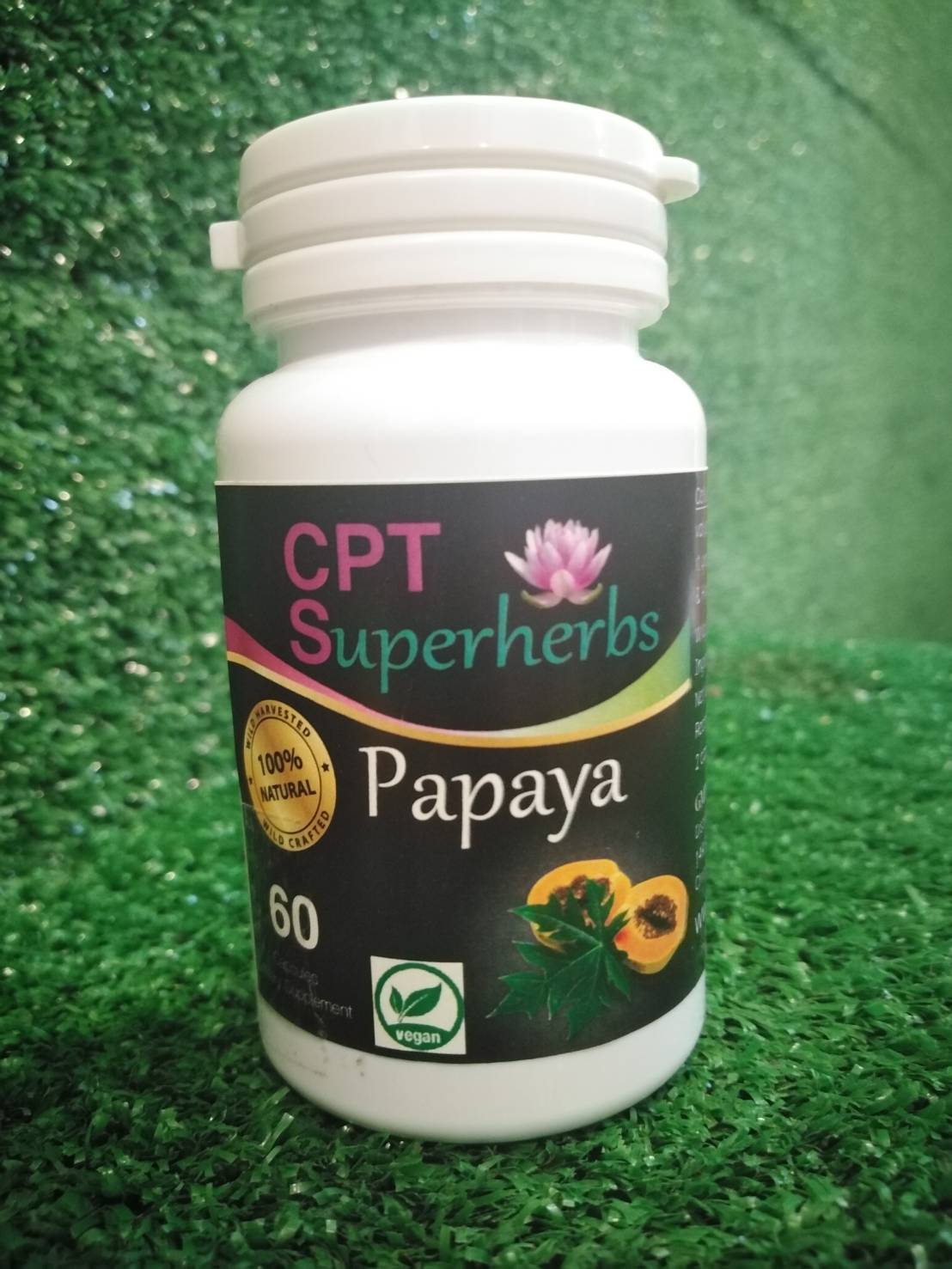 Papaya 60 capsule Bottle SUPER HERBS