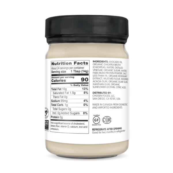 Vegan Avocado Oil Mayo chosen foods 355ml - Image 2