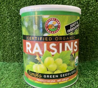 Raisins Jumbo Green Seedless USDA Organic Juicy & Irresistible 300gm.