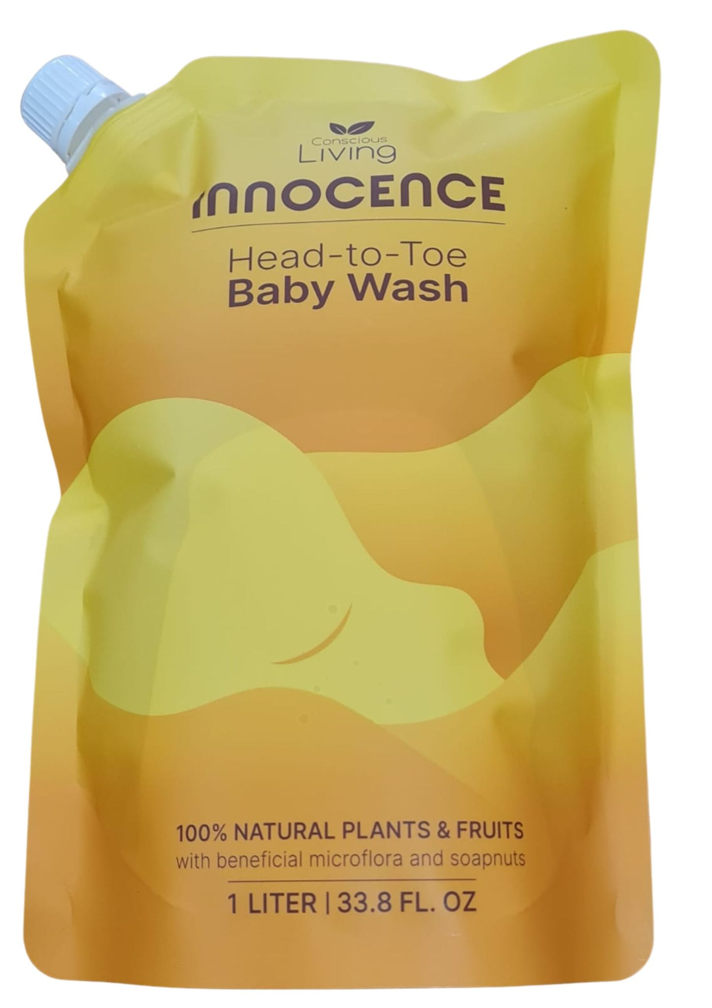 100% Natural Plants & Fruits Head to Toe Baby Wash , Conscious Living  1 Liter (Refill Pack)